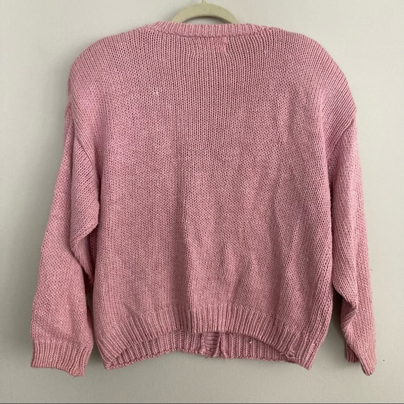 Vintage Huntington Ridge Cable Knit Pink Handknitted Cardigan Size M - Picture 4 of 8